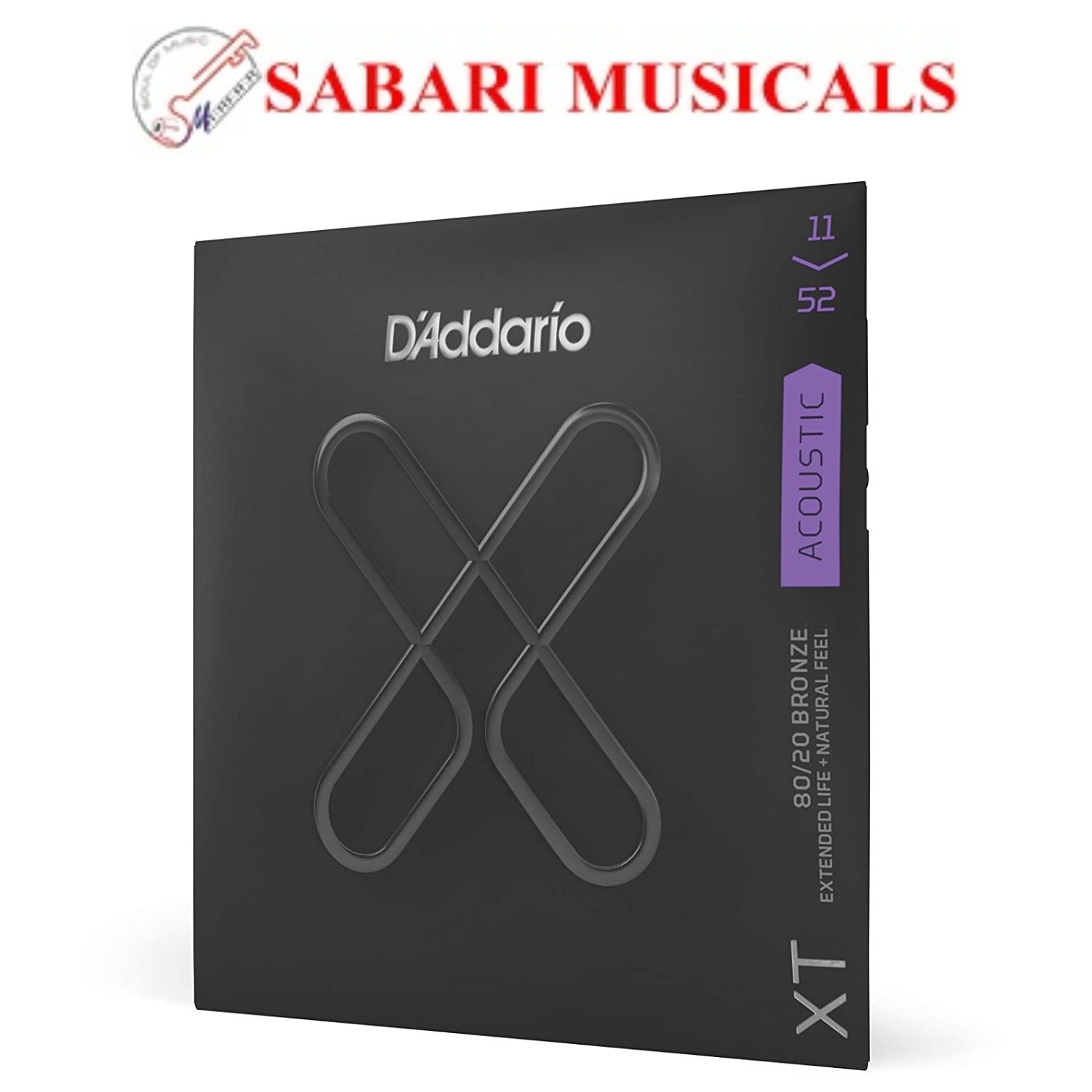 DAddario XTABR1152 XT 80/20 Bronze Acoustic Guitar Strings - .011-.052 Custom Light