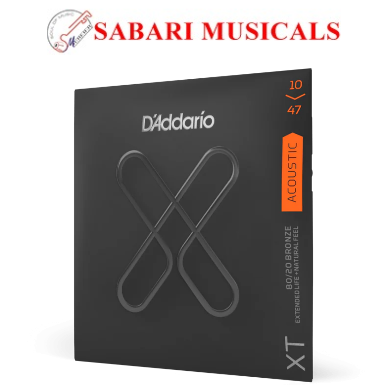D`Addario XTABR1047 XT 80/20 Bronze Acoustic Guitar Strings - .10-.047 Extra Light
