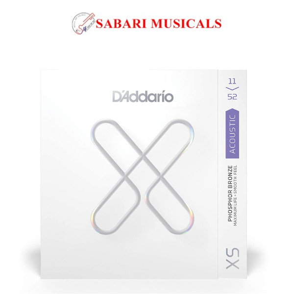 DAddario XS Acoustic Guitar coated Strings Phosphor Bronze, Custom Light, 11-52 (XSAPB1152)