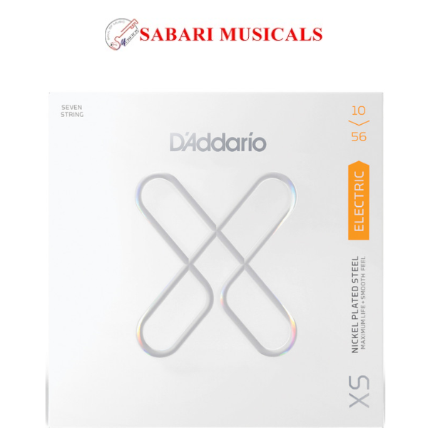 D'Addario XSE1056 XS Nickel-plated Steel Coated Electric Guitar Strings - .010-.056 7-String Regular