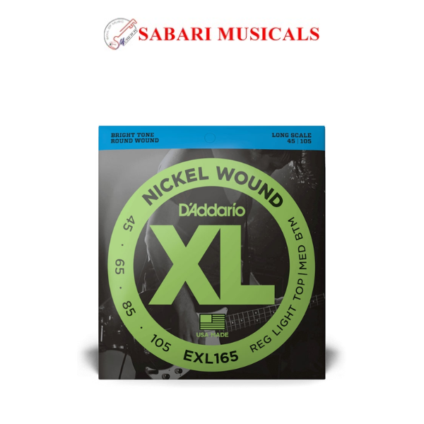Daddario EXL165 Nickel Wound 45-105 Custom Light Bass Guitar Strings