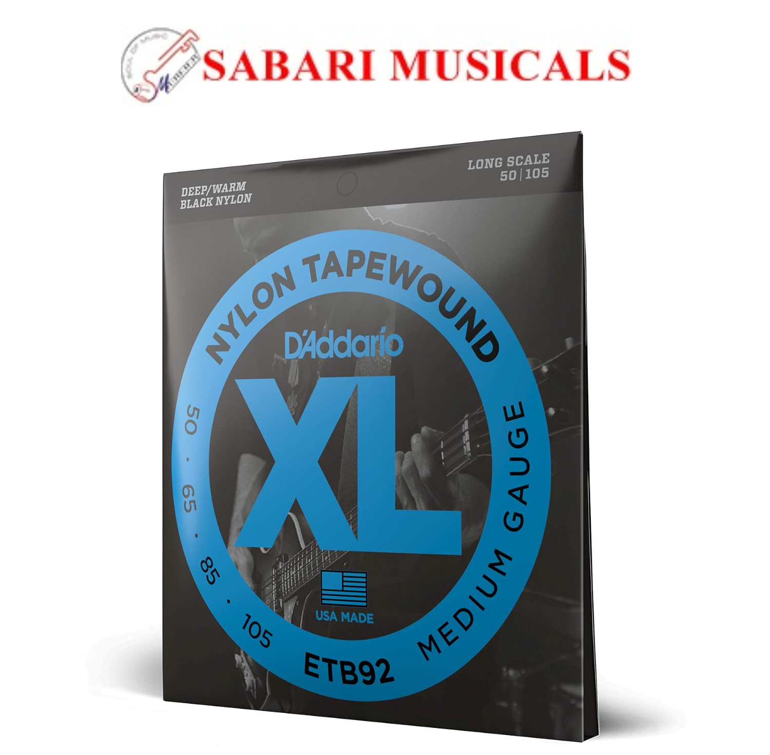 D'Addario ETB92 Tapewound Bass Guitar Strings, Medium, 50-105, Long Scale
