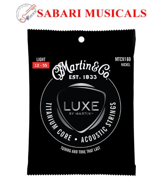 Martin Guitar Titanium Core Strings, Light-Tension Nickel Acoustic Guitar Strings MTCN160