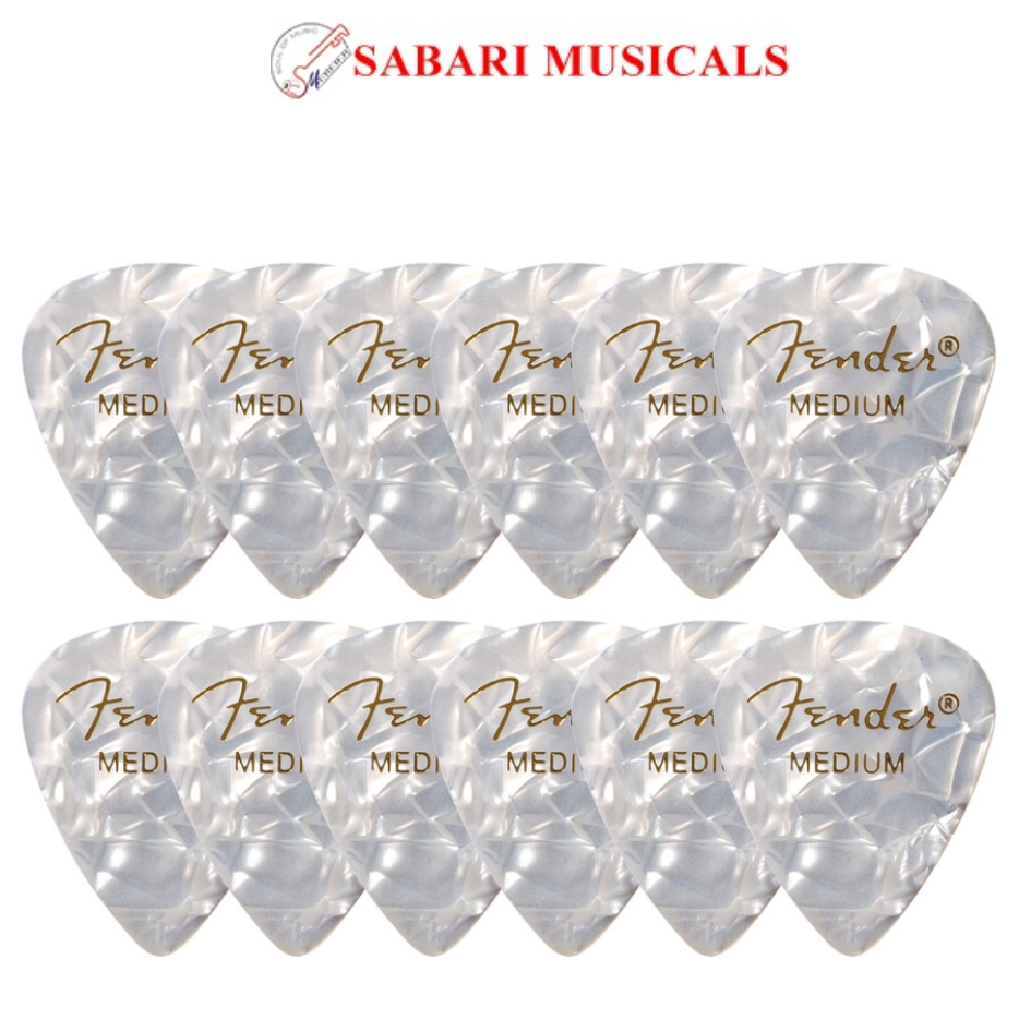 Fender Premium Celluloid 351 Shape 12 Picks- Pack 1980351805 - White Moto