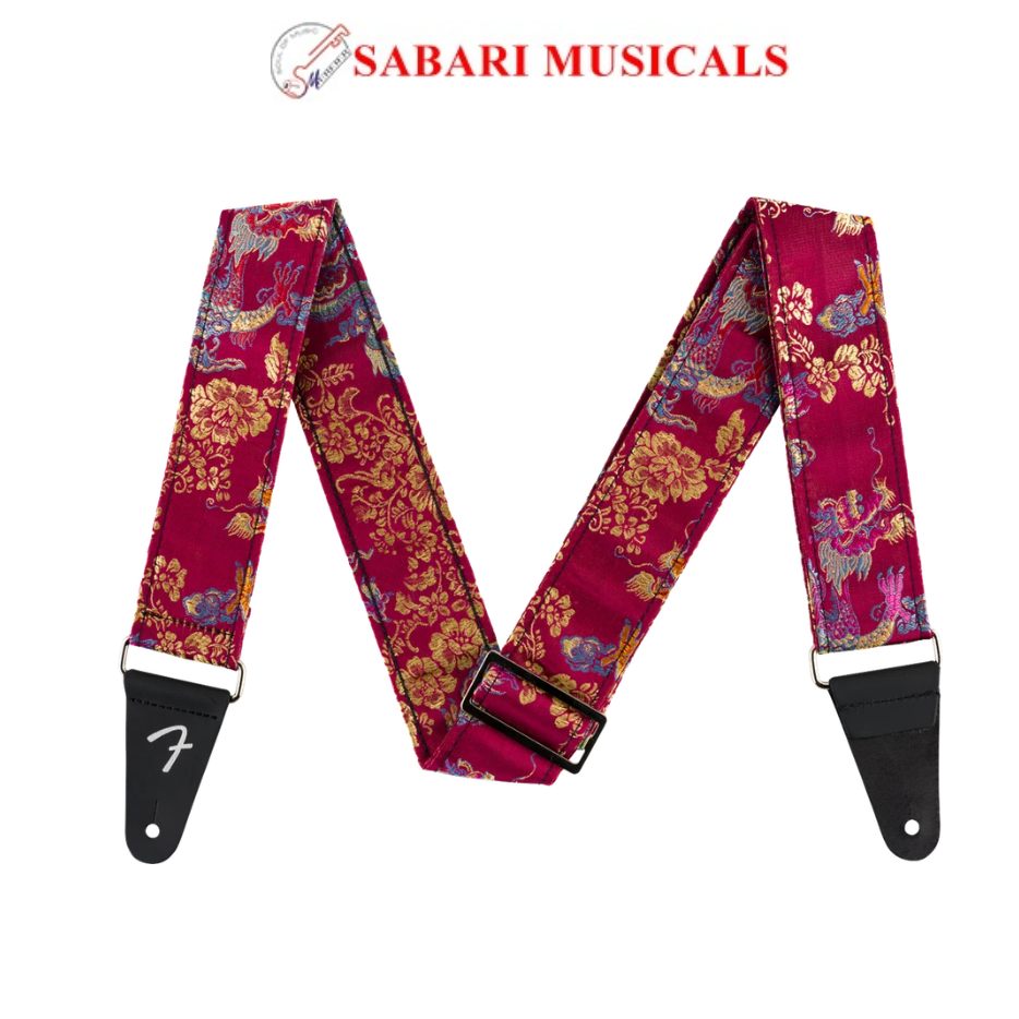 Fender Satin Dragon Guitar Strap, Wine Red, Model: 0990638053