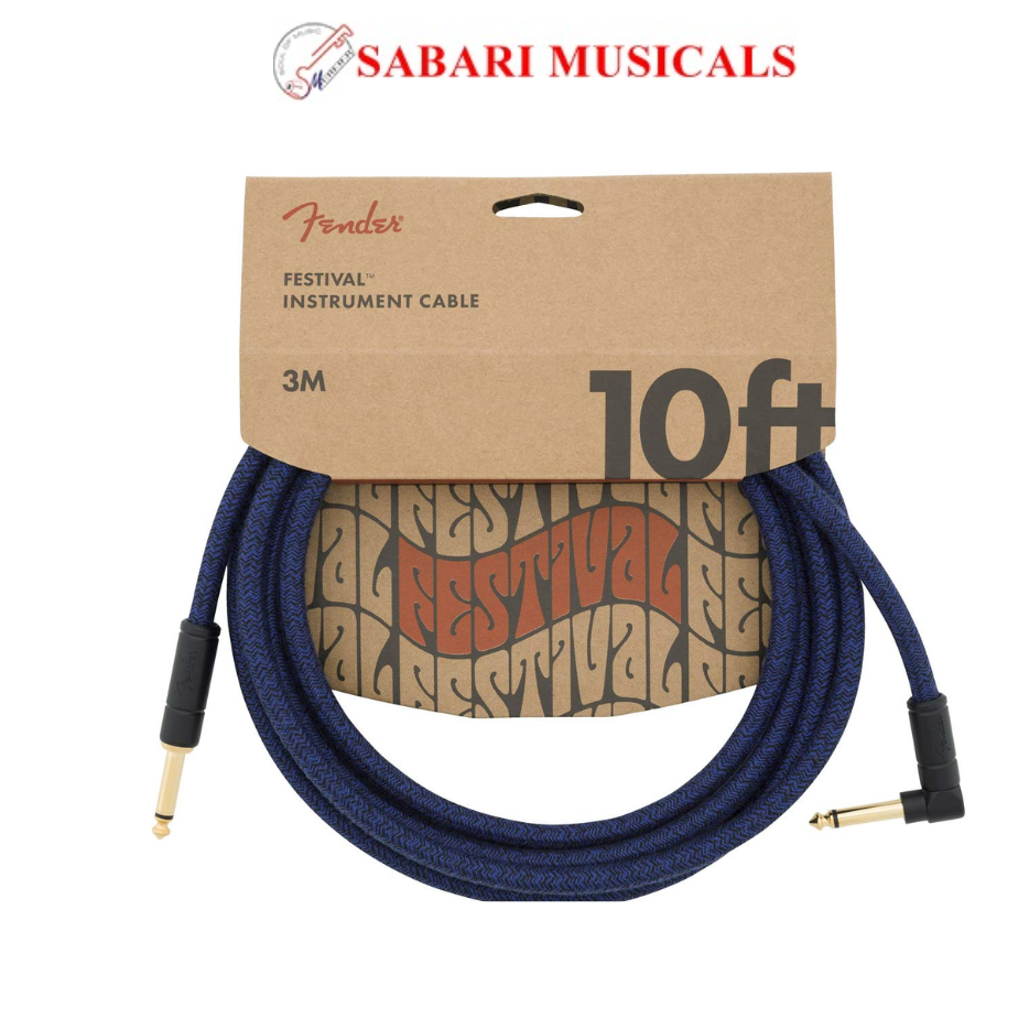 Fender Festival Hemp Instrument Cable, Straight/Angle, Blue Dream, 10ft 0990910073