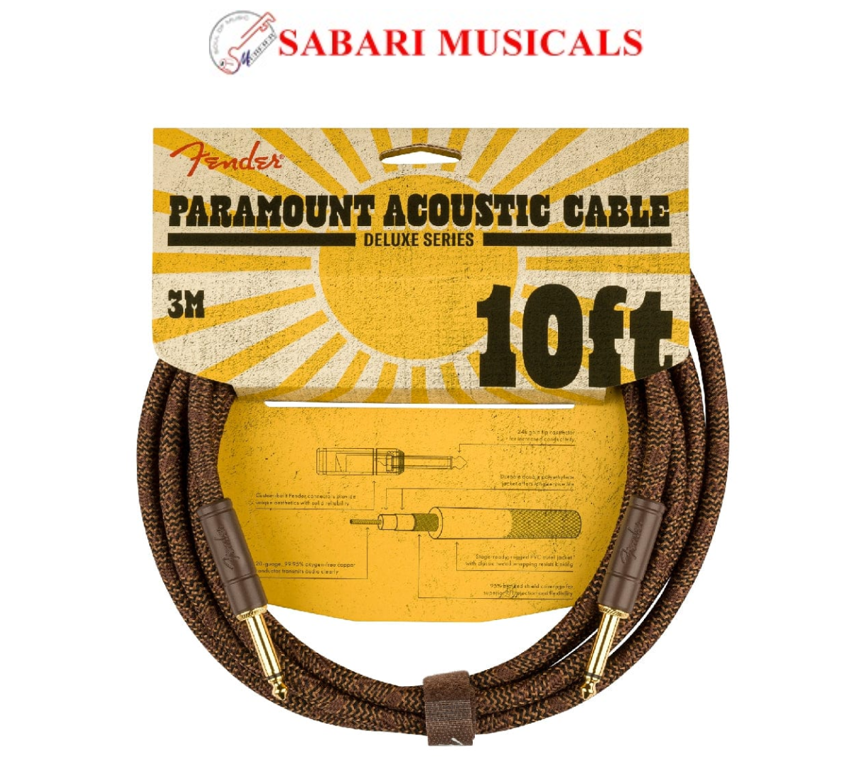 Fender Deluxe Series Paramount Acoustic Instrument Cables - Brown / 10ft 0990910007