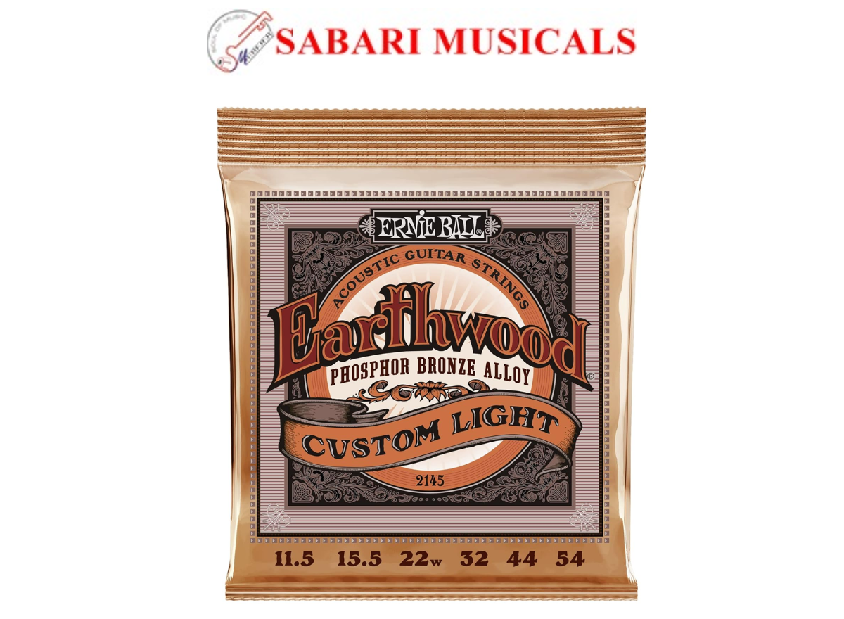 Ernie Ball P02145 Earthwood Phosphor Bronze Acoustic Guitar Strings, Custom Light, 11.5-54 Gauge