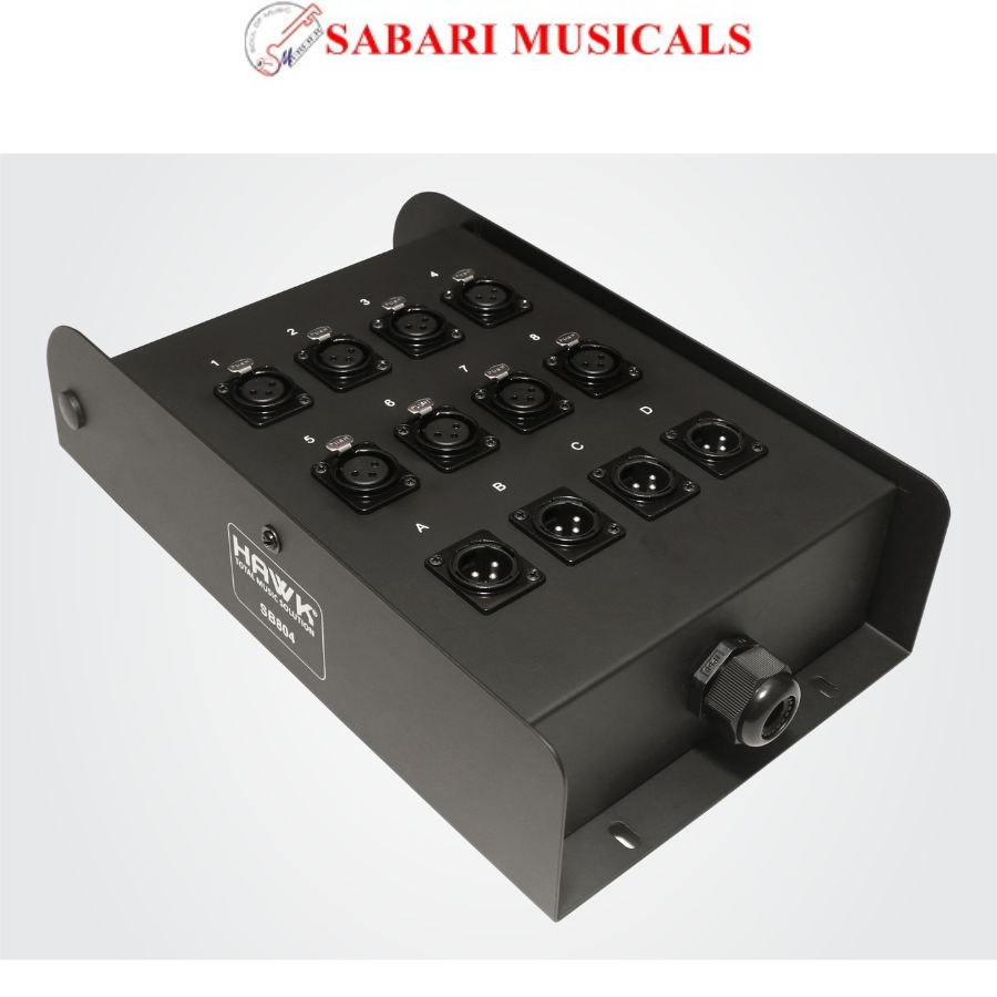Hawk SB804 Heavy Duty Stage Box for Snake Cable, 8 Input and 4 Output with connectors