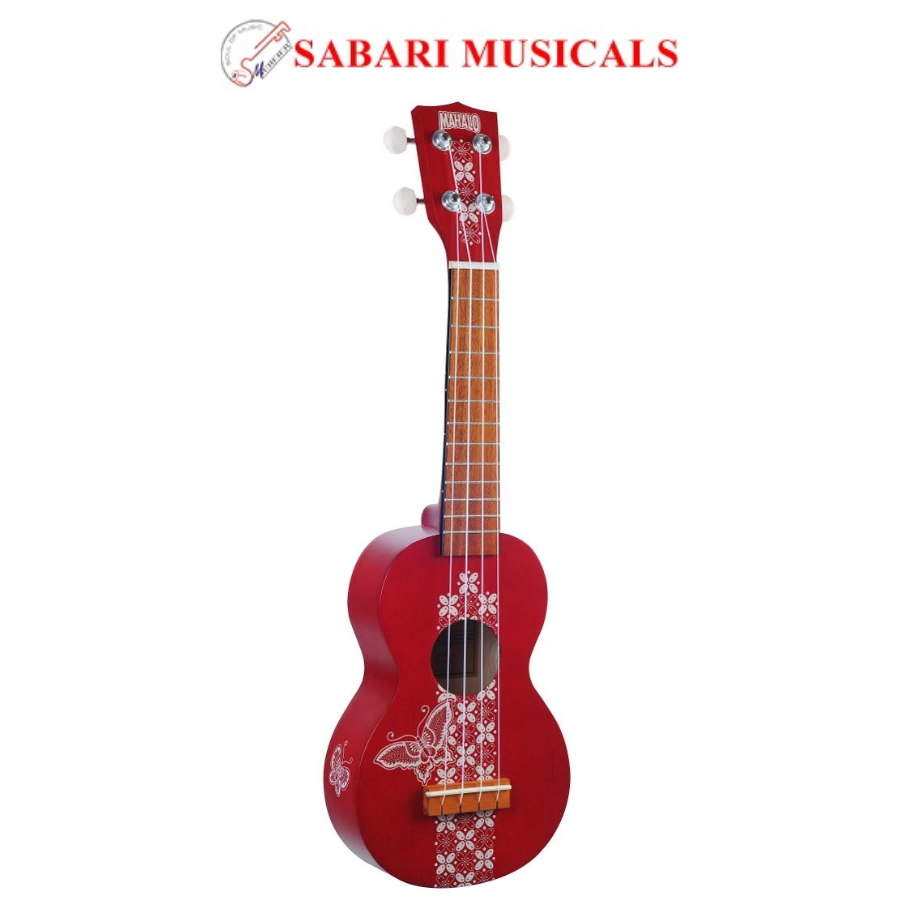 Mahalo Kahiko Series Soprano Ukulele Batik Trans Red With Bag MK1BATRD