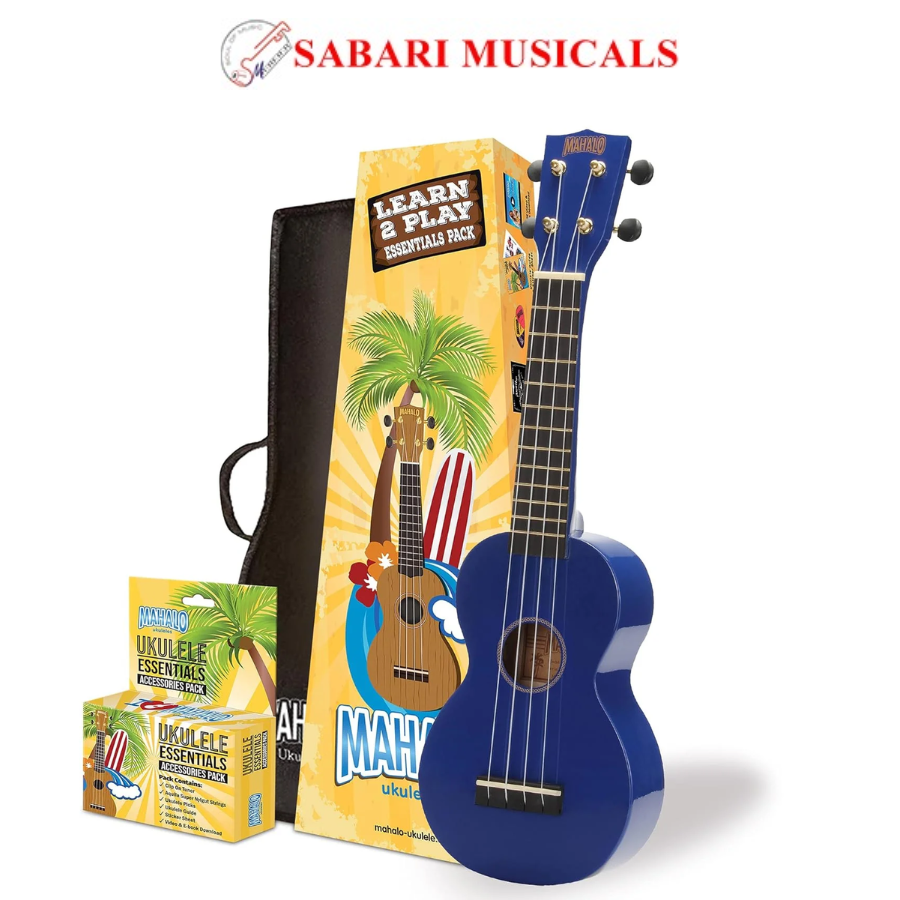 Mahalo Rainbow Series Soprano Ukulele Blue with Essential Pack - MR1BUK