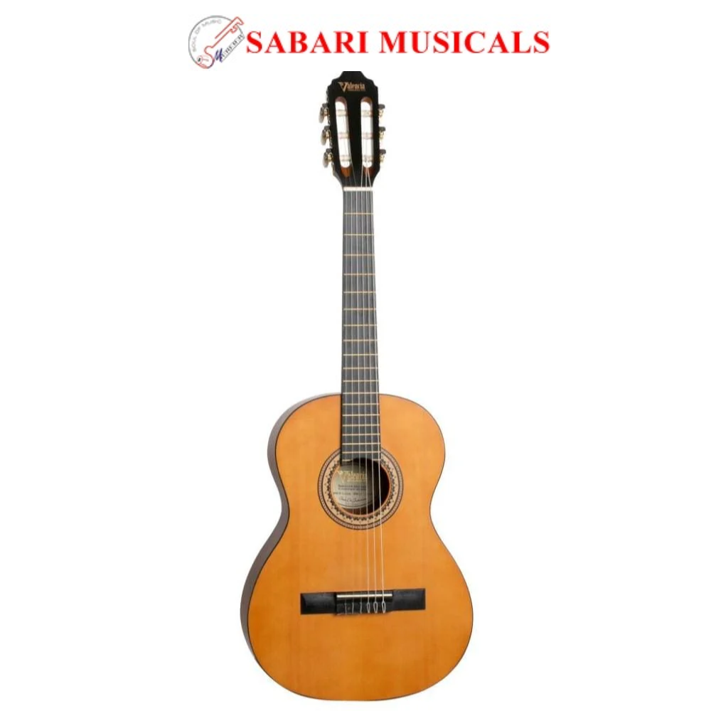 Valencia VC202 1/2 Size Transparent Satin Finish Classical Guitar - Antique Natural