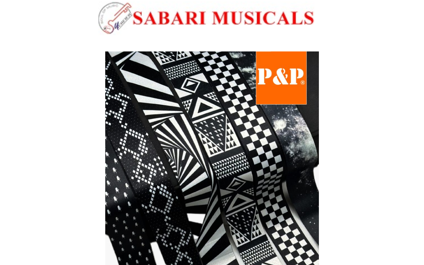 Aiersi P&P White/Black Musical Strap S008W/B