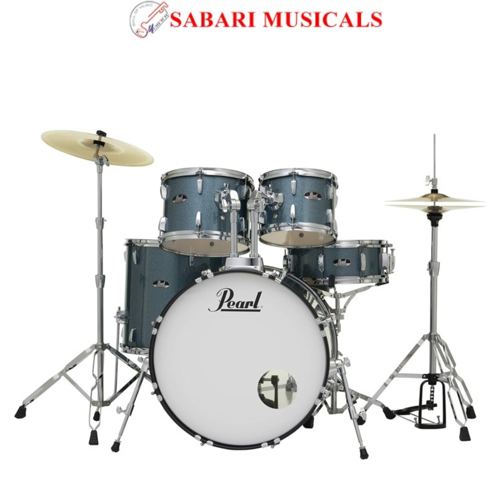 Pearl Roadshow Aqua Blue Glitter 5 Pcs Drum Set W/Stands & Cymbals RS525SC/C (703)