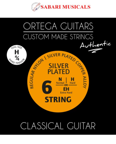 Ortega, Classical Guitar Strings, Silver Plated, Hard Tension 0.28-0.44w NYA44H
