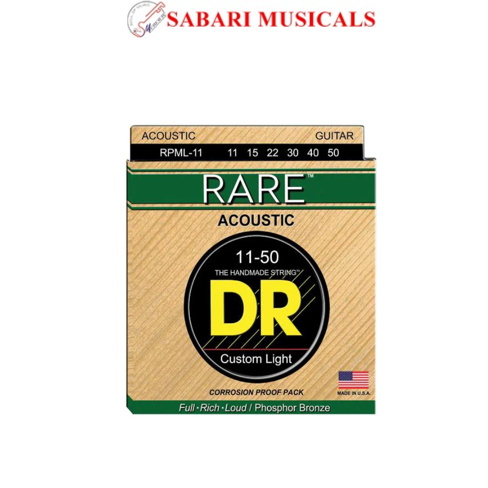 DR Strings RPML-11 Rare Phosphor Bronze Custom Light Acoustic Guitar Strings - 11-50