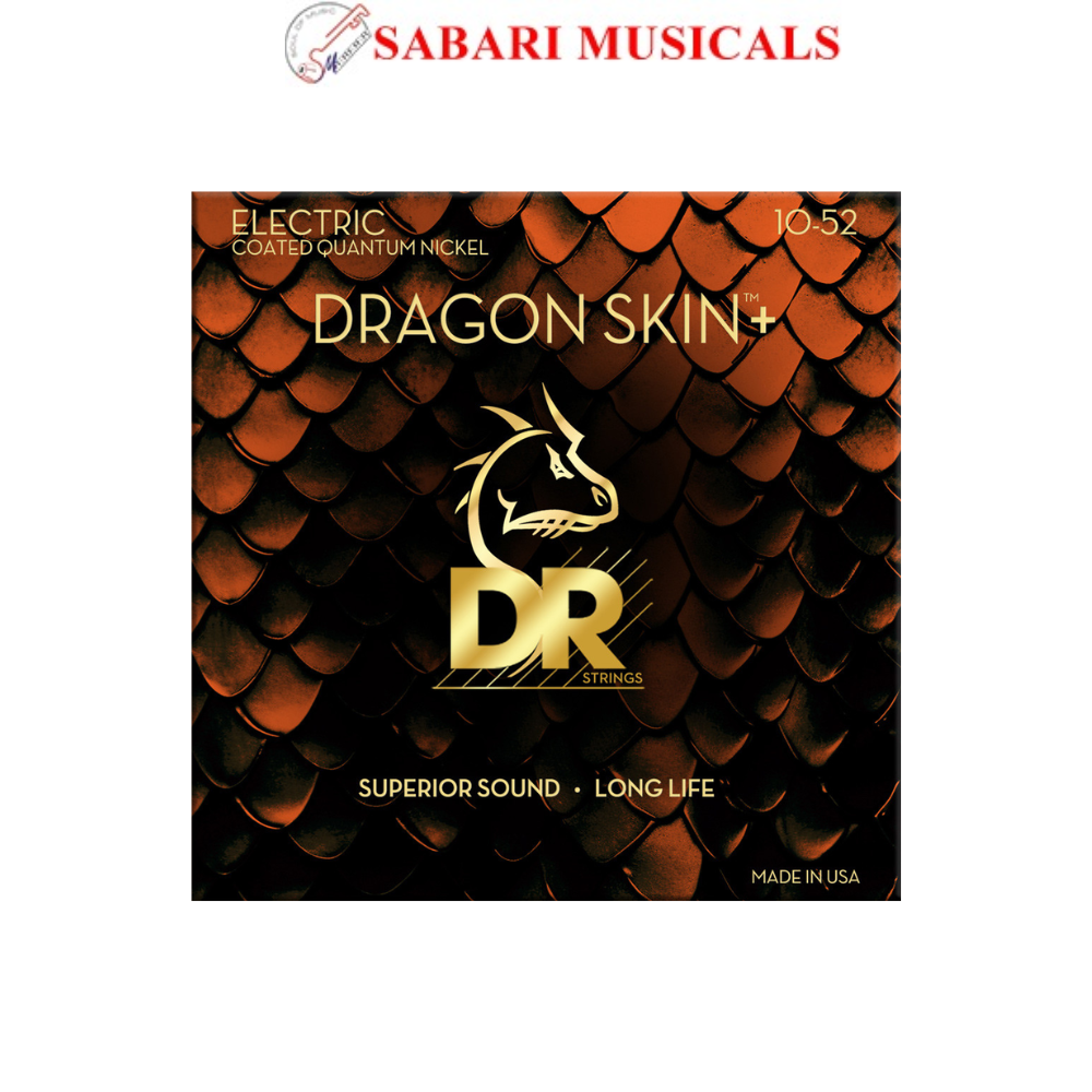 DR DEQ-10/52 DRAGON SKIN+ Coated Quantum Nickel Electric Guitar Strings Medium to Heavy 10-52