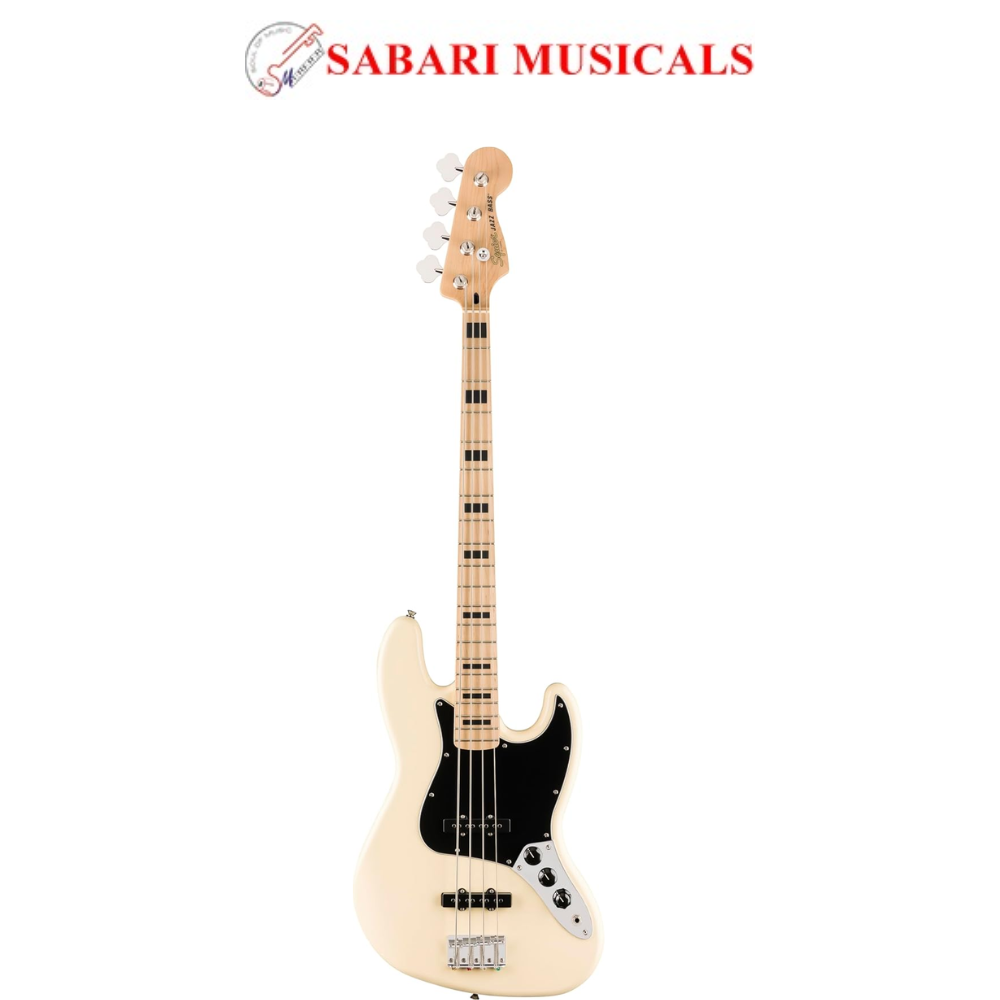 Fender Squier Affinity ACTIVE Jazz Bass Maple Olympic White 0378703505 | Active pickups, maple fingerboard, black pickguard, beginner to intermediate, versatile tone, lightweight body