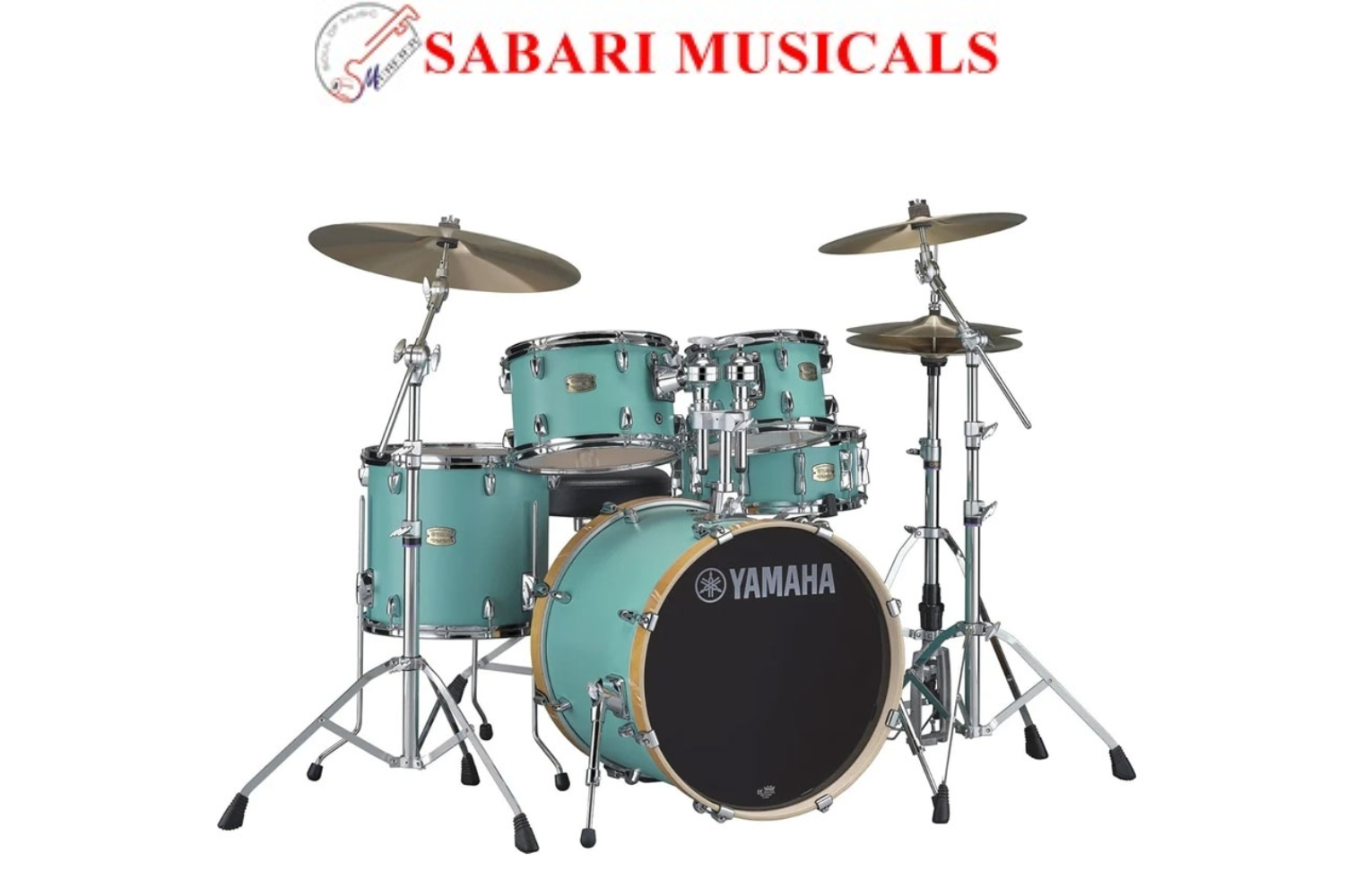 Yamaha SBP2F5 Stage Custom Birch 5-Piece Acoustic Drum Kit With Hardware HW680W With FP7210A Pedal - Matte Surf Green