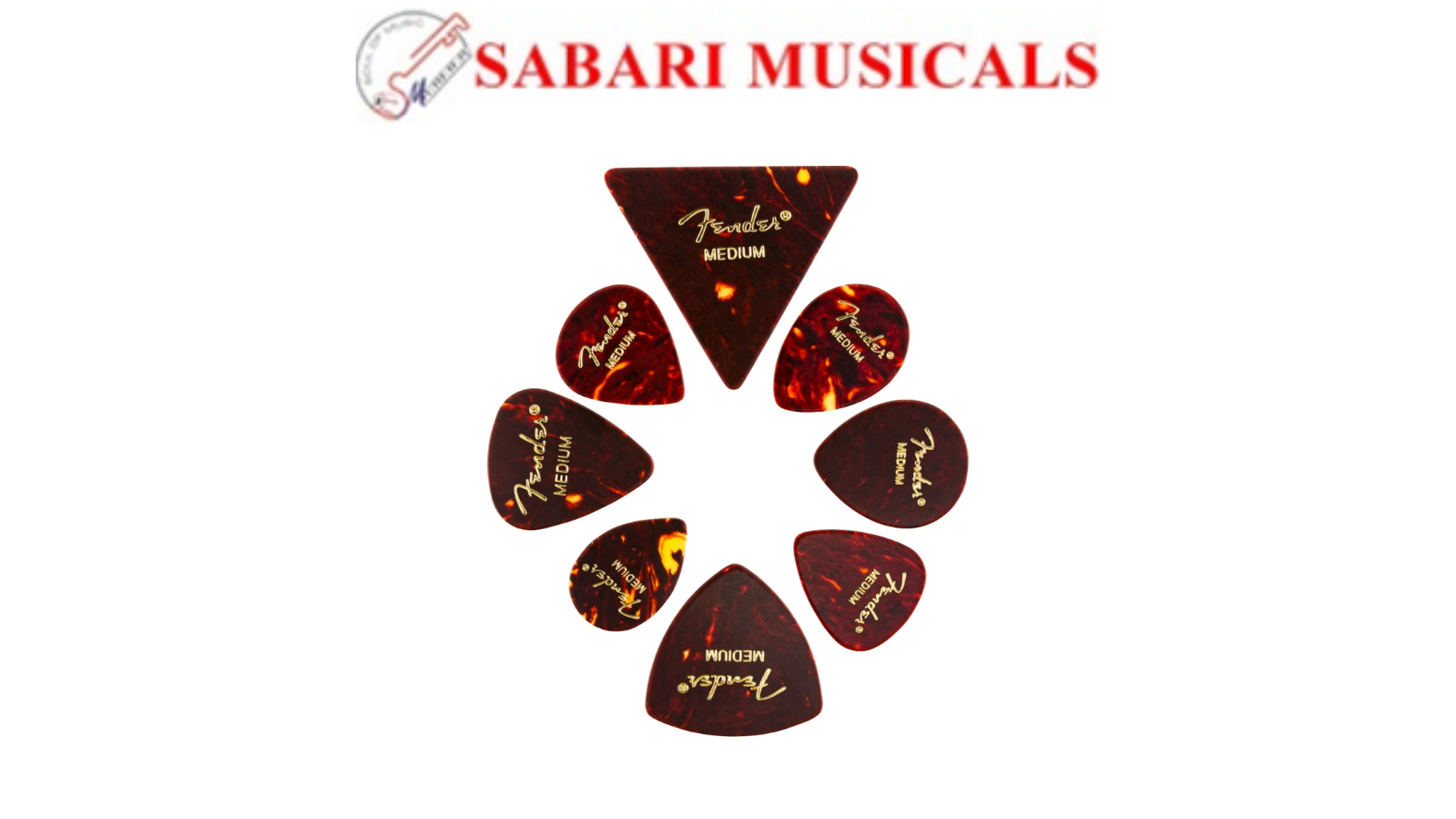 Fender Celluloid Shape Medley All Shapes Guitar Picks- Pack of 8 - 0.71mm 0980200300
