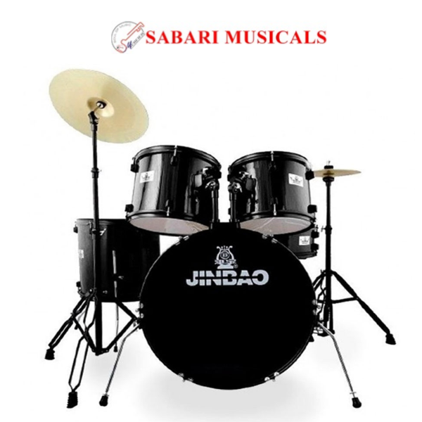 Jinbao JBP1103 5-Piece Acoustic Drum Set Black Powder Coated Hardware
