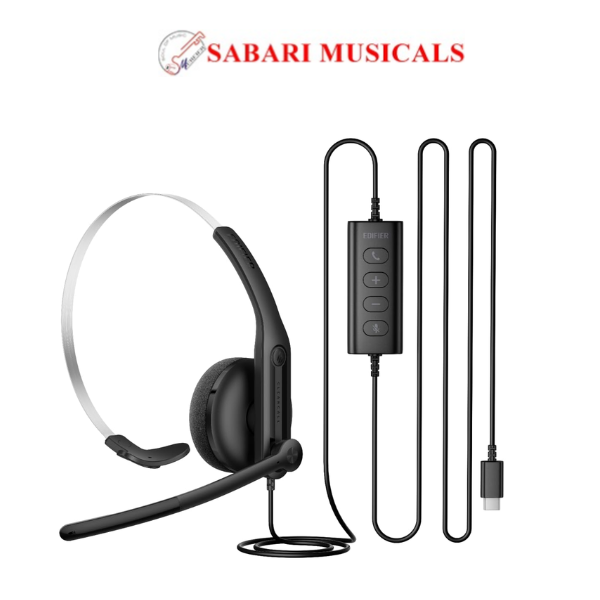 Edifier CC100 Wired Mono Headset with Microphone, Lightweight Design, Breathable Cushions, and an Adjustable Headband Ensure Comfort
