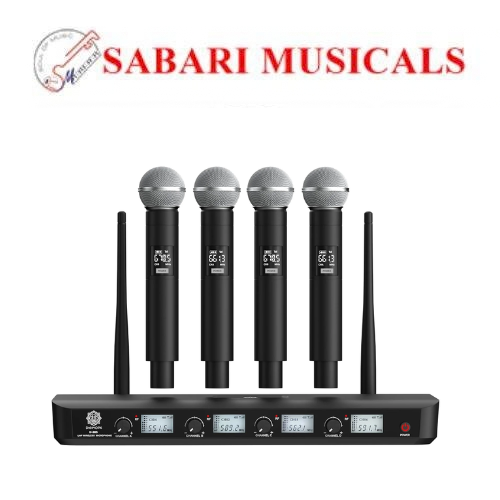 DIGIMORE 4 UHF Wireless Microphone System |197ft Range | Cardioid Pickup | 8Hrs Battery Life | XLR Balanced Outs | Perfect for Stage, Public Speaking, Events & Live Shows (D-385)